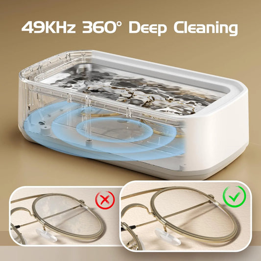 X81 Black Ultrasonic Jewelry & Eyeglass Deep Cleaner with Cloth - Touch Control & 3-Level Intelligent Timers and Large 650ml Stainless Steel Tank - Image 2
