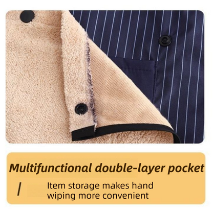 Black Waterproof & Oil-Proof Cross-Back Kitchen Apron with No-Tie Slip-On Design and Detachable Hand Towels - Image 3