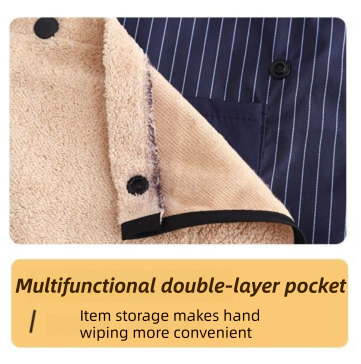 Brown Waterproof & Oil-Proof Cross-Back Kitchen Apron with No-Tie Slip-On Design and Detachable Hand Towels - Image 3
