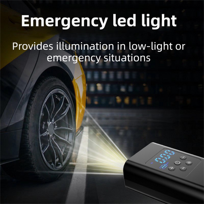 Wireless Rechargeable Tire Inflator with 4 Inflation Modes & 5 Inflatable Parts - Real-Time LCD Precision Gauge, Auto-Stop & Emergency LED Light(2-Cell) - Image 4