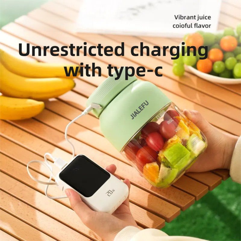 Blue Portable 1300ML Multi-Functional Blender with Dual-Drink Lid - 38-Steel Blade Cyclone Juicer & Ice Crusher, Waterproof Type-C Charging - Image 5