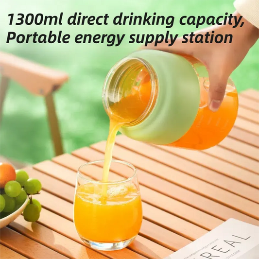 Beige Portable 1300ML Multi-Functional Blender with Dual-Drink Lid - 38-Steel Blade Cyclone Juicer & Ice Crusher, Waterproof Type-C Charging - Image 2