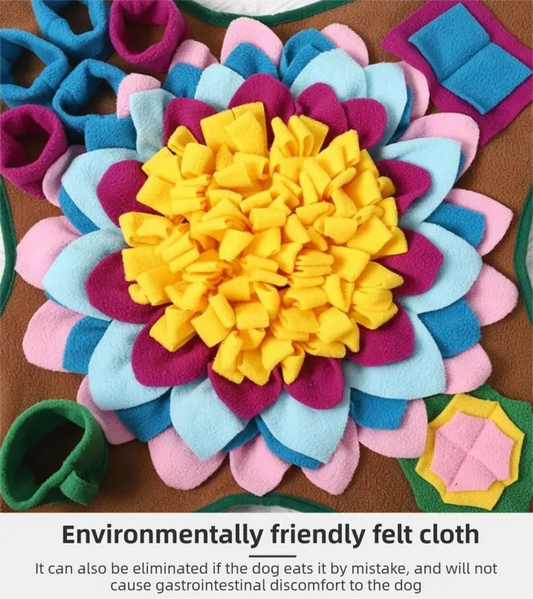 Yellow 48x48CM Durable Felt Cloth Pet Puzzle Sniffing Mat - Mental Stimulation & Slow Feeding Pad - Image 2