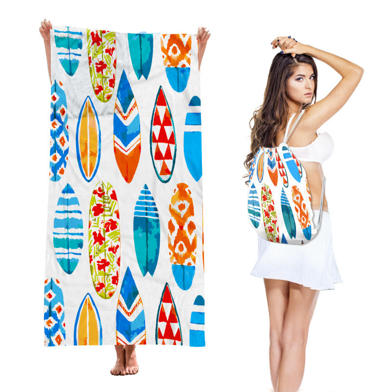 2-in-1 Integrated Quick-Dry Beach Towel Backpack(Style 5) - Foldable Microfiber Sand-Free Towel (Unfolded 75*150cm / Folded40*45cm)