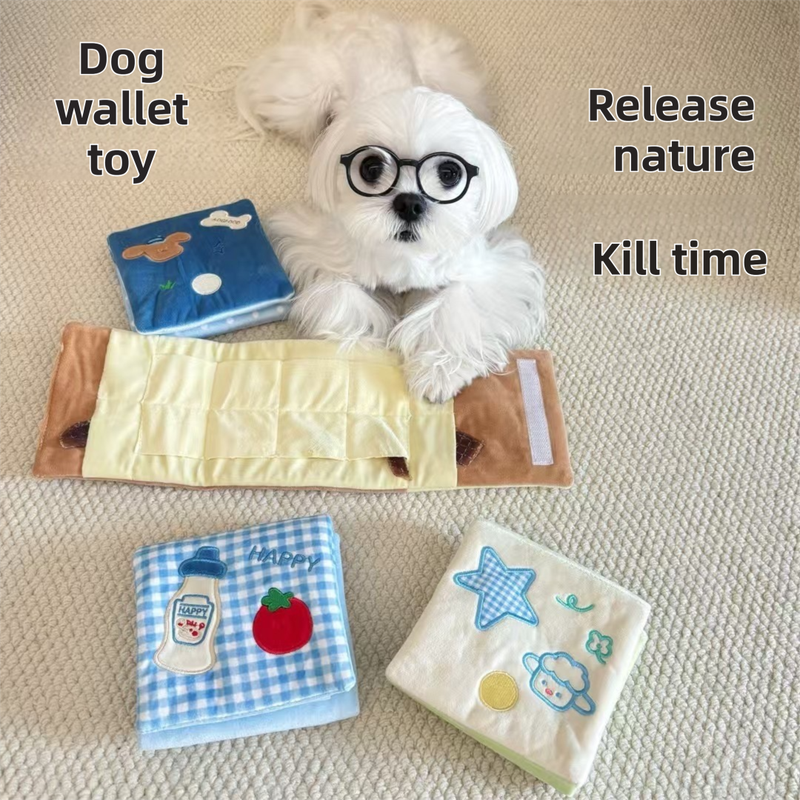 Soft Plush Interactive Sniffing Wallet with Hidden Treat Pockets (Style 1) - Squeaky Enrichment & Boredom Buster for Dog - Image 4