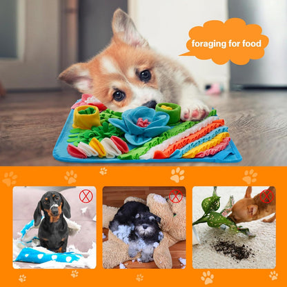 Brown 39X39CM Interactive Fleece Dog Sniffing Mat & Slow Feeder - Stress Relief IQ Training Scent Foraging Blanket for Indoor Cats and Dogs - Image 2