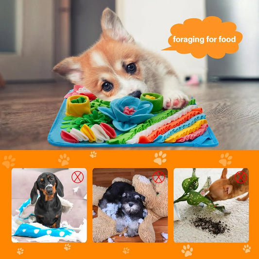 Brown 39X39CM Interactive Fleece Dog Sniffing Mat & Slow Feeder - Stress Relief IQ Training Scent Foraging Blanket for Indoor Cats and Dogs - Image 2