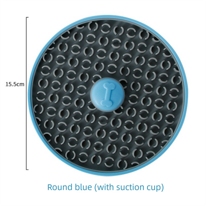 Blue Interactive Pet Slow Feeder & 3D Textured Oral Cleanner - 3-in-1 Mounting Durable TPR Lick Mat for Dogs & Cats