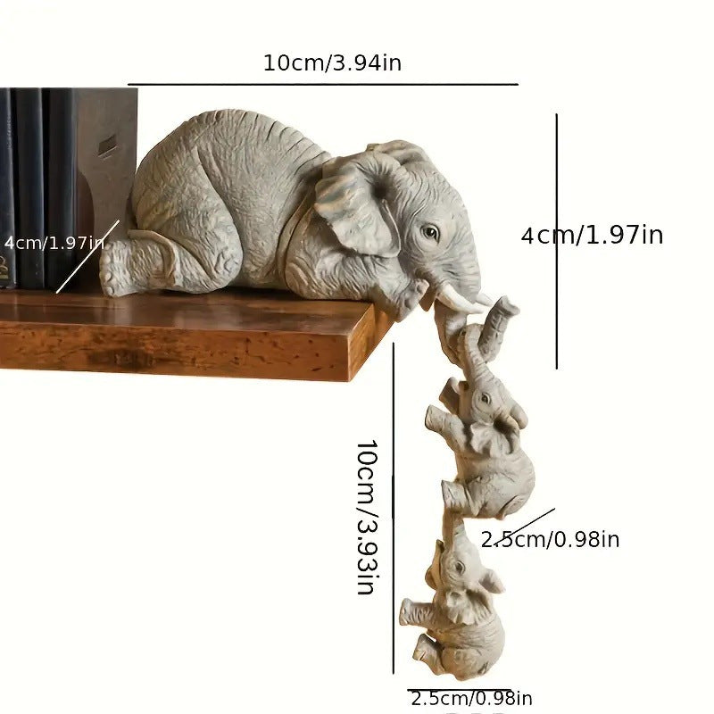 3-Piece Cute Mother Child Elephant Figurine Set - Stackable Resin Home Office Decor for Longevity Luck - Image 4