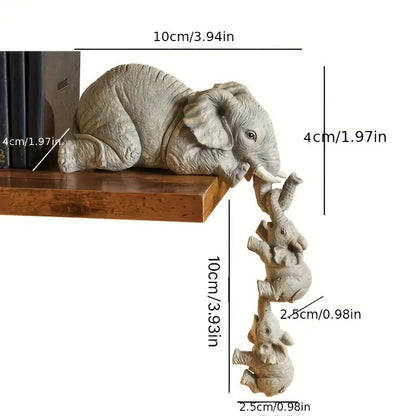 3-Piece Cute Mother Child Elephant Figurine Set - Stackable Resin Home Office Decor for Longevity Luck - Image 4