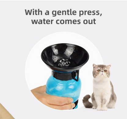 Blue 500ML Portable Pet Dog Water Bottle with 10cm Wide Bowl - Leakproof Travel Drinker for Outdoor Walking and Hiking - Image 4