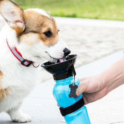 Brown 500ML Portable Pet Dog Water Bottle with 10cm Wide Bowl - Leakproof Travel Drinker for Outdoor Walking and Hiking - Image 2