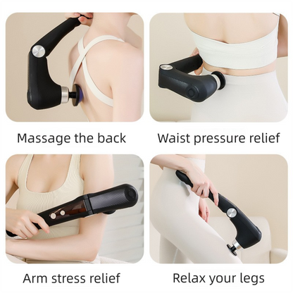 Black-Blue Foldable Percussion Massage Gun with Hot Cold Compress & 10 Heads - 9 Speed Levels and High Frequency Vibration Full Body Muscle Relaxer - Image 7