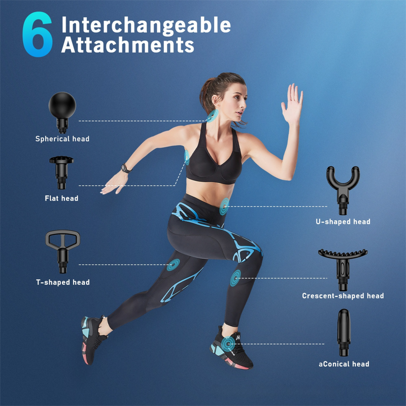 Mint Portable Mini Triangle Massage Gun with 6 Heads & 6 Speed Setting - High Frequency Muscle Stimulator for Professional Fitness (LCD Model) - Image 3