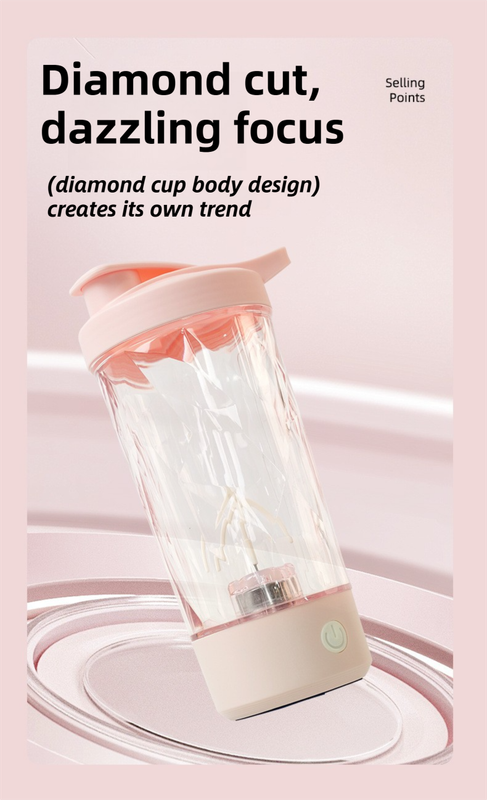 500ML Green Portable Diamond Electric Shaker - Strong Vortex Stirring, Dual Temperature Endurance & Self-Cleaning for Protein Powder Coffee - Image 2