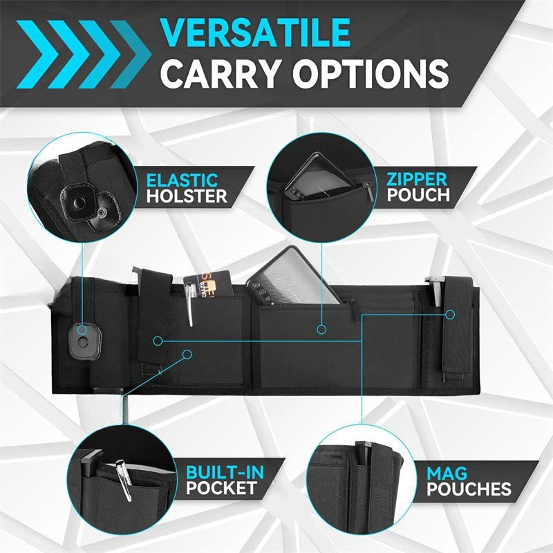 Black Multi-Functional Concealed Tactical Belly Band with Muti-Pouch and Holster - 55 inch Breathable Carry Belt for Outdoor Camping - Image 2