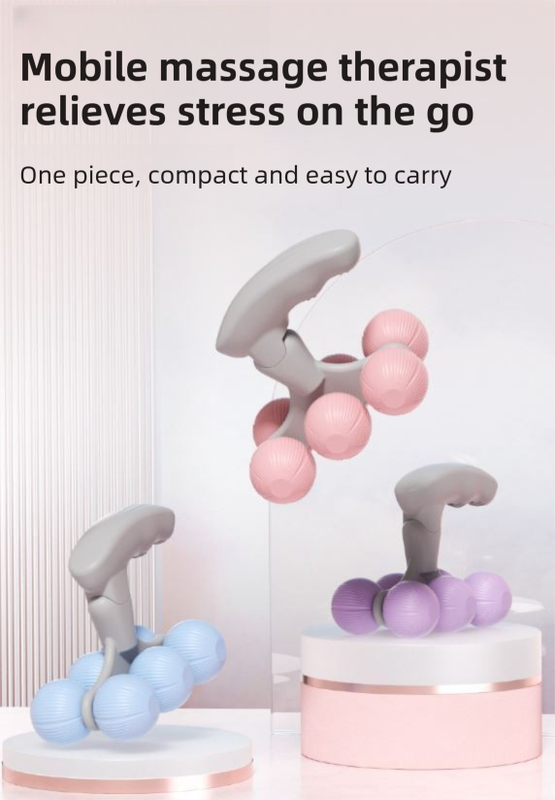Blue Compact 6-Wheel Handheld Massager - Smooth & Silent, Deep Tissue Muscle Relaxer for Yoga Fitness and Home Recovery - Image 2