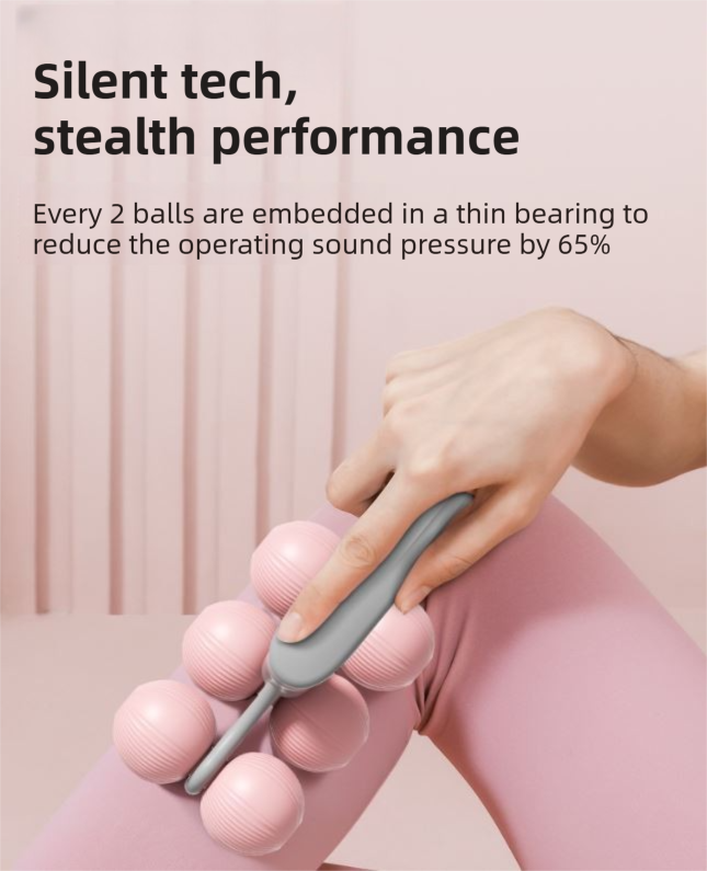 Purple Compact 6-Wheel Handheld Massager - Smooth & Silent, Deep Tissue Muscle Relaxer for Yoga Fitness and Home Recovery - Image 4