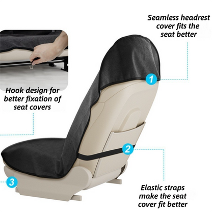Beige Waterproof Towel Car Single Seat Cover - Universal Non-Slip Sweat-Absorbent Bucket Seat Protector for Gym Fitness and Beach - Image 3