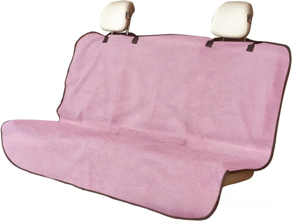 Pink Waterproof Towel Car Back Seat Cover - Universal Non-Slip Sweat-Absorbent Bucket Seat Protector for Gym Fitness and Beach