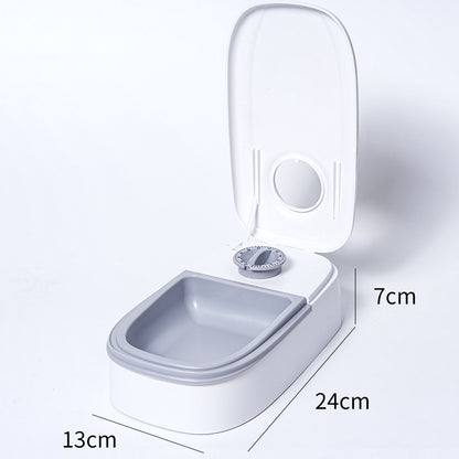 Grey Silent Automatic Pet Single Meal Dispenser with Rotary Buckle - Longest 48H Scheduled and Long Battery Life, Detachable for Easy Cleaning