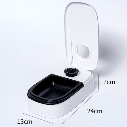 Black Silent Automatic Pet Single Meal Dispenser with Rotary Buckle - Longest 48H Scheduled and Long Battery Life, Detachable for Easy Cleaning