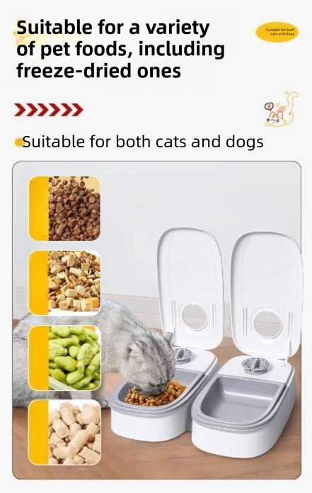 Black Silent Automatic Pet Single Meal Dispenser with Rotary Buckle - Longest 48H Scheduled and Long Battery Life, Detachable for Easy Cleaning - Image 6