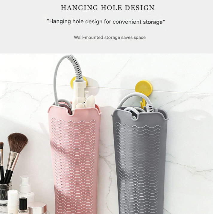 Black 2-in-1 Silicone Wave Anti-Scalding Mat & Pouch for Hair Tools (2-Pack) - Travel-Ready Heat-Resistant Hanging Storage Bag - Image 3