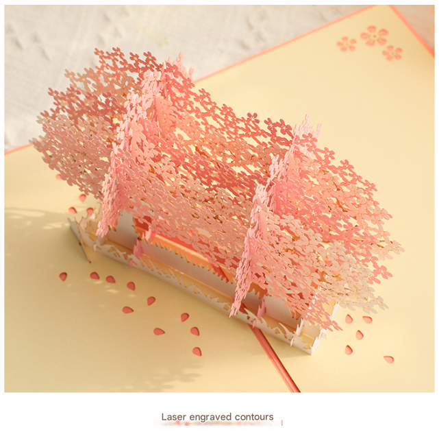 3D Handcrafted Cherry Blossom Pop-Up Greeting Card - Handwritten Paper Sculpture Card for Valentine's Day, Mother's Day & Anniversary - Image 3