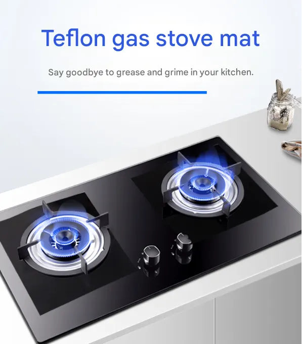 2-Piece Black Reusable Oil-Proof Teflon Stovetop Burner Liners - Cuttable, Non-Stick, Heat-Resistant & Dishwasher Safe Clean Pad - Image 2