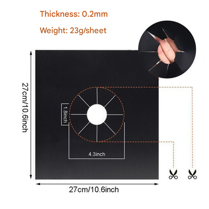 4-Piece Black Reusable Oil-Proof Teflon Stovetop Burner Liners - Cuttable, Non-Stick, Heat-Resistant & Dishwasher Safe Clean Pad - Image 2