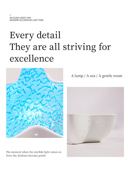 7-Colors Rechargeable Starfish Water Ripple Projection Lamp - Brightness Adjustable Ocean Ambiance Night Light - Image 4