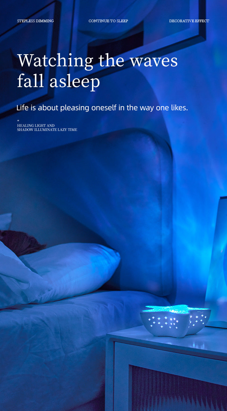 7-Colors Rechargeable Starfish Water Ripple Projection Lamp - Brightness Adjustable Ocean Ambiance Night Light - Image 6