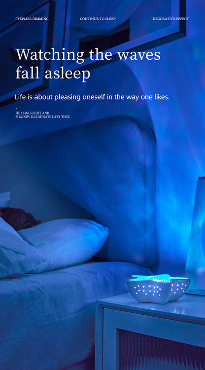 7-Colors Rechargeable Starfish Water Ripple Projection Lamp - Brightness Adjustable Ocean Ambiance Night Light - Image 6