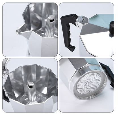 300ML Premium Octagonal High Pressure Moka Pot - Classic Italian Aluminum Coffee Maker for Rich Espresso Flavor - Image 3