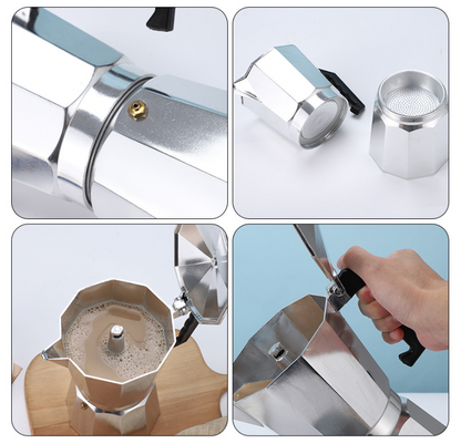 300ML Premium Octagonal High Pressure Moka Pot - Classic Italian Aluminum Coffee Maker for Rich Espresso Flavor - Image 4