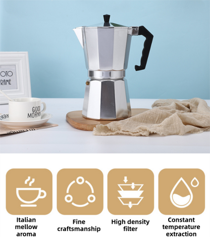 450ML Premium Octagonal High Pressure Moka Pot - Classic Italian Aluminum Coffee Maker for Rich Espresso Flavor - Image 2