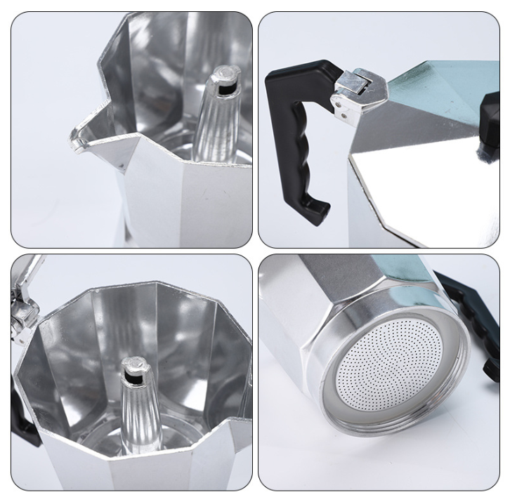 450ML Premium Octagonal High Pressure Moka Pot - Classic Italian Aluminum Coffee Maker for Rich Espresso Flavor - Image 3