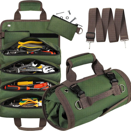 Black Heavy-Duty Oxford Cloth Roll-Up Tool Organizer - Detachable Multi-Purpose Utility Bag for Mechanics, Electricians & Outdoors - Image 2