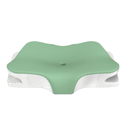 Green Breathable Butterfly Contoured Memory Foam Pillow - Dual-Height Orthopedic Neck Pillow with 5-Zone Cervical Support