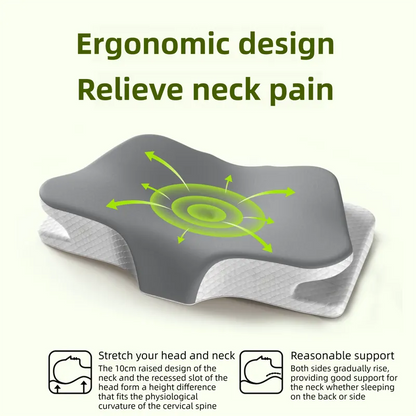 Green Breathable Butterfly Contoured Memory Foam Pillow - Dual-Height Orthopedic Neck Pillow with 5-Zone Cervical Support - Image 3