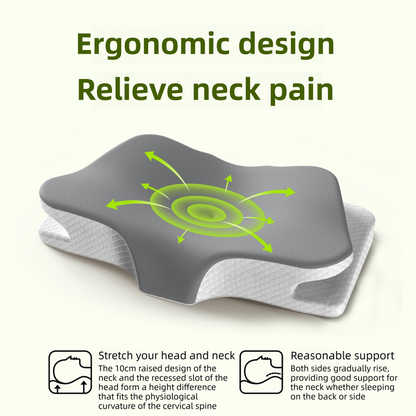 Blue Breathable Butterfly Contoured Memory Foam Pillow - Dual-Height Orthopedic Neck Pillow with 5-Zone Cervical Support - Image 3