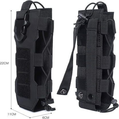 Black Adjustable Tactical Water Bottle Pouch - Multi-Functional MOLLE Compatible Accessory Bag for Hiking & Outdoor Survival - Image 5