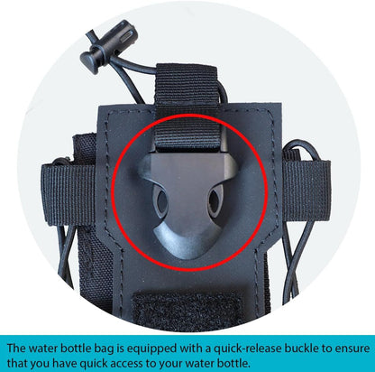 Khaki Adjustable Tactical Water Bottle Pouch - Multi-Functional MOLLE Compatible Accessory Bag for Hiking & Outdoor Survival - Image 4