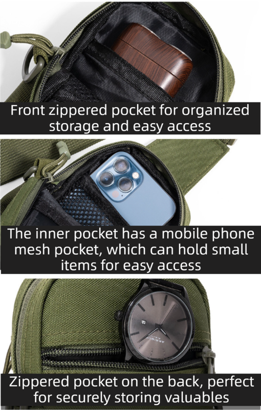 Black Outdoor Tactical Water Bottle Chest Bag - High-Capacity Phone Pouch with Expansion System for Cycling Camping and Fishing - Image 4