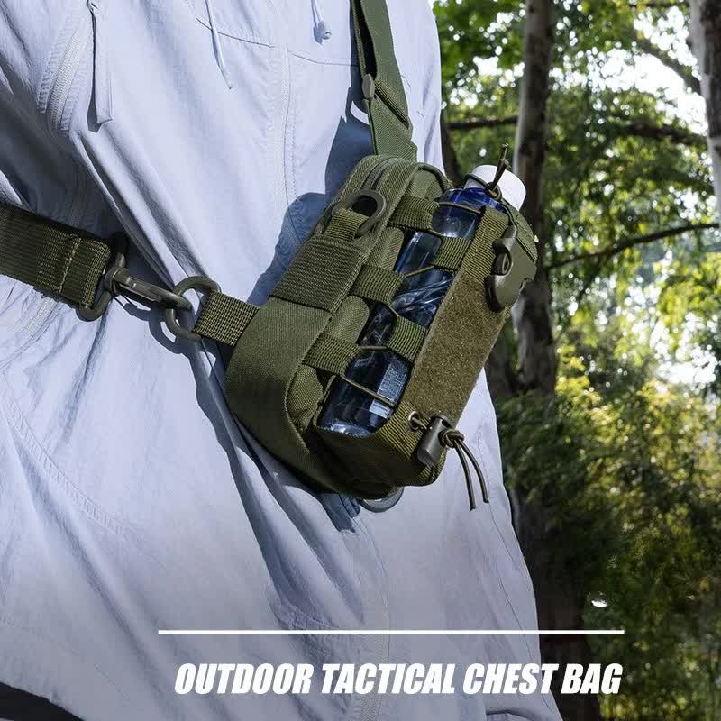 Red Outdoor Tactical Water Bottle Chest Bag - High-Capacity Phone Pouch with Expansion System for Cycling Camping and Fishing - Image 2