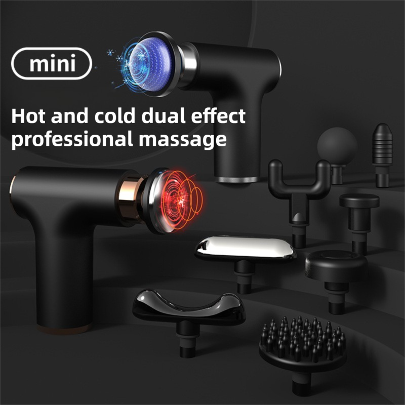 Black Gold Mini Hot Cold Massage Gun with10 Heads - 6 Intensity Dual Thermal Therapy Deep Muscle Reliever for Gym Fitness Recovery - Image 2