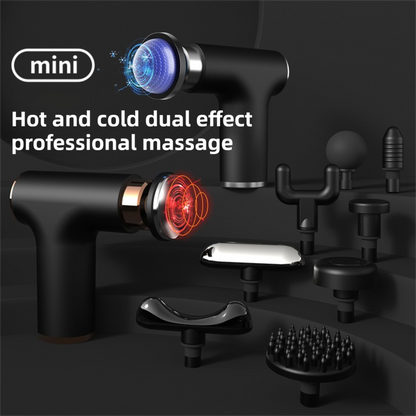 Black Gold Mini Hot Cold Massage Gun with10 Heads - 6 Intensity Dual Thermal Therapy Deep Muscle Reliever for Gym Fitness Recovery - Image 2