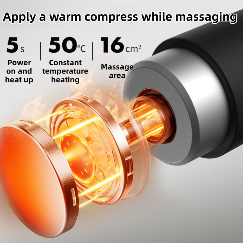 Black Gold Mini Hot Cold Massage Gun with10 Heads - 6 Intensity Dual Thermal Therapy Deep Muscle Reliever for Gym Fitness Recovery - Image 3