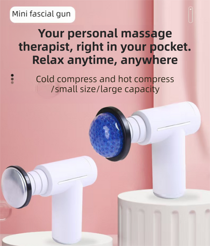 Black Lightweight Mini Hot Cold Massage Gun with 6 Heads - 6 Intensity Dual Thermal Therapy Muscle Reliever for Portable Body Recovery - Image 2